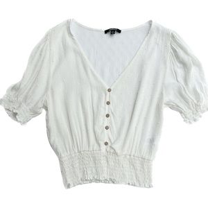Ambiance white blouse with v-neck comfy and casual size Medium